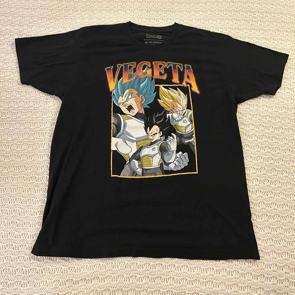 DragonBallZ Vegeta Black Graphic Tee Mens Large